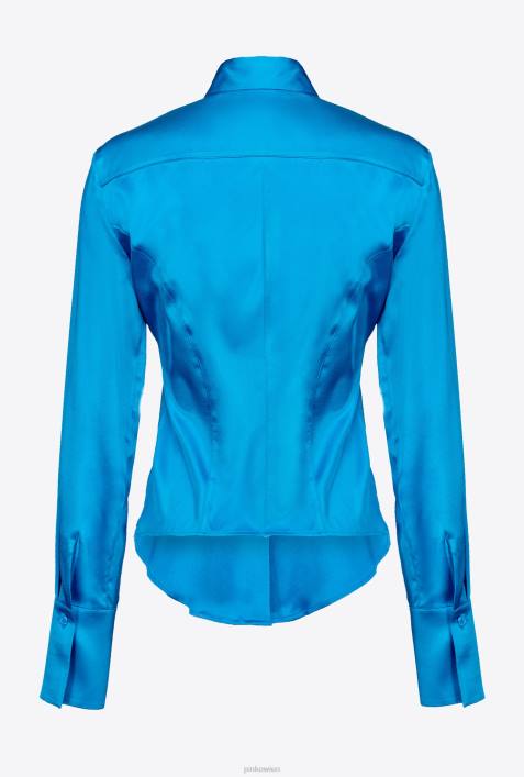 Hemden | Pinko Regisseur blau Hemd aus SeidensatinZ4ZP257