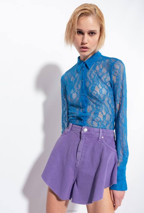 Hemden | Pinko Regisseur blau Hemd aus floraler SpitzeZ4ZP262