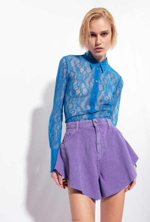 Hemden | Pinko Regisseur blau Hemd aus floraler SpitzeZ4ZP262