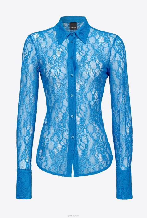 Hemden | Pinko Regisseur blau Hemd aus floraler SpitzeZ4ZP262