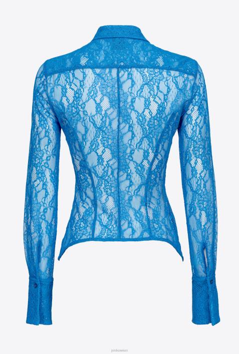 Hemden | Pinko Regisseur blau Hemd aus floraler SpitzeZ4ZP262