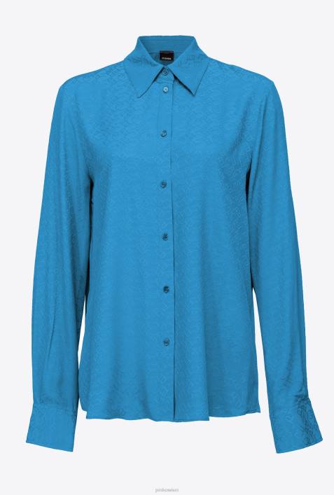 Hemden | Pinko Regisseur blau Logo-Jacquard-HemdZ4ZP275