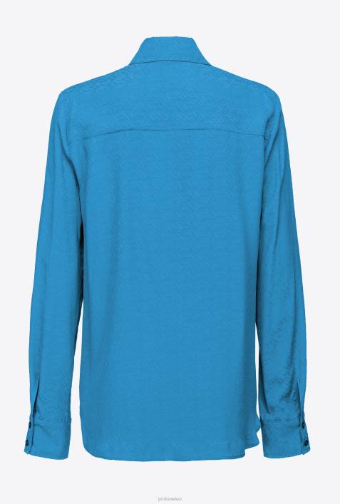 Hemden | Pinko Regisseur blau Logo-Jacquard-HemdZ4ZP275