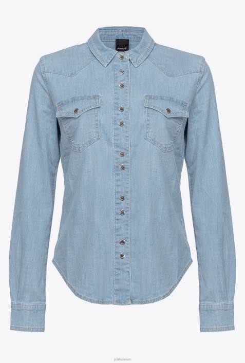 Hemden | Pinko Schattenblau Jeanshemd aus leichtem TwillZ4ZP280