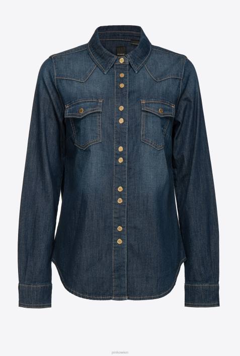 Hemden | Pinko blauer Indigoton Jeanshemd aus leichtem TwillZ4ZP312