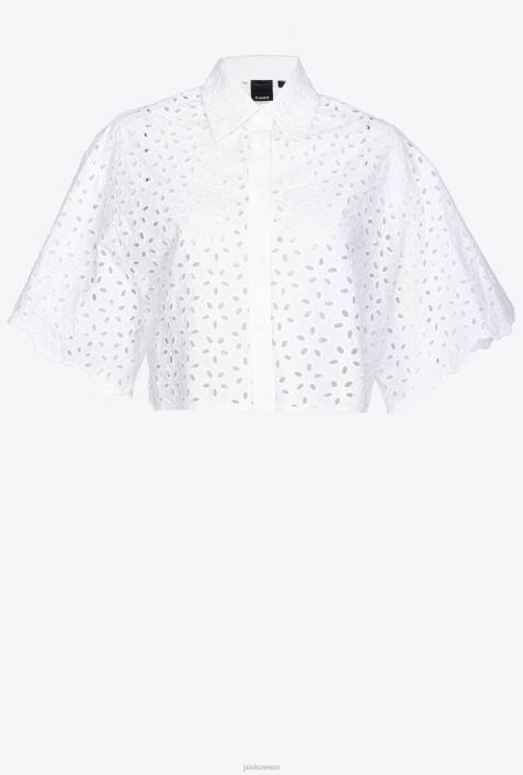 Hemden | Pinko helles Weiss Kurzes Hemd mit LochstickereiZ4ZP286