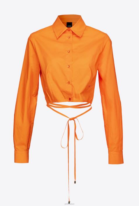 Hemden | Pinko leuchtend orange Kurz geschnittenes Popeline-HemdZ4ZP233