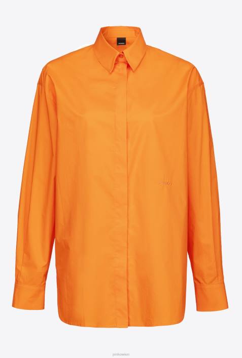 Hemden | Pinko leuchtend orange übergroßes besticktes HemdZ4ZP235