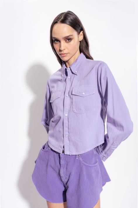 Hemden | Pinko lila kurzes farbiges DrillshirtZ4ZP270