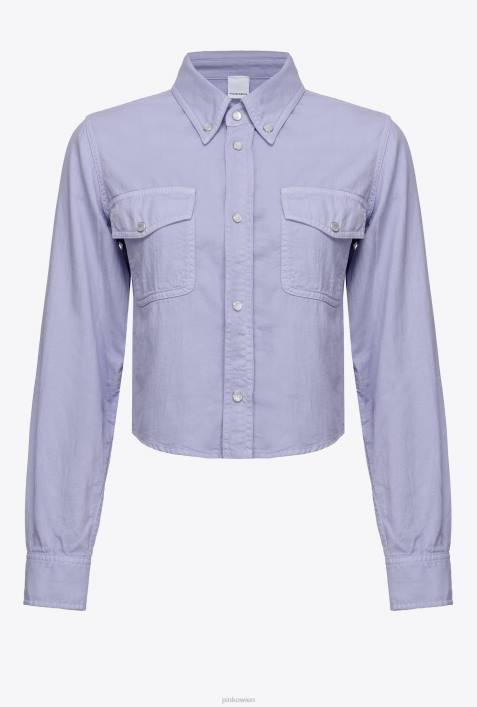 Hemden | Pinko lila kurzes farbiges DrillshirtZ4ZP270