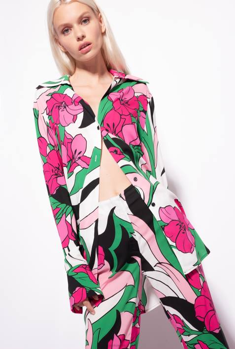 Hemden | Pinko mehrfarbig schwarz/fuchsia Langes Hemd mit BlumendruckZ4ZP272