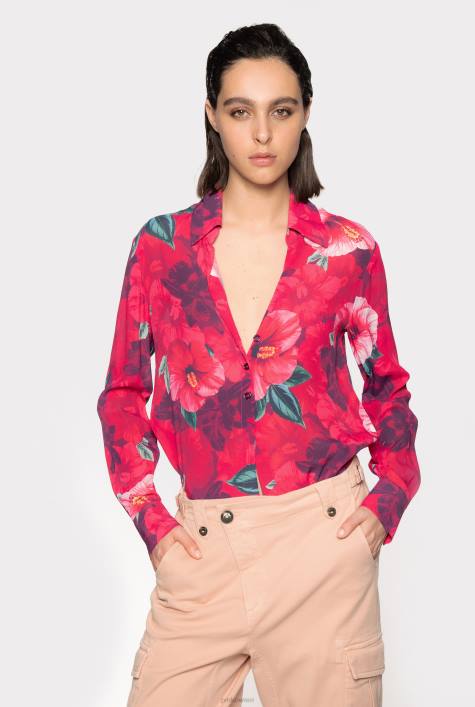 Hemden | Pinko multi. Fuchsia/Rosa Hemd mit Hibiskus-PrintZ4ZP282