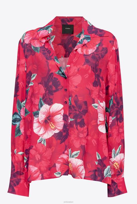 Hemden | Pinko multi. Fuchsia/Rosa Hemd mit Hibiskus-PrintZ4ZP282