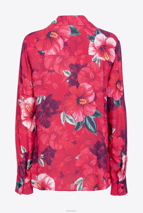 Hemden | Pinko multi. Fuchsia/Rosa Hemd mit Hibiskus-PrintZ4ZP282