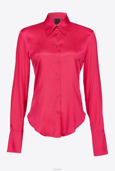 Hemden | Pinko rötlich-rosa Hemd aus SeidensatinZ4ZP256