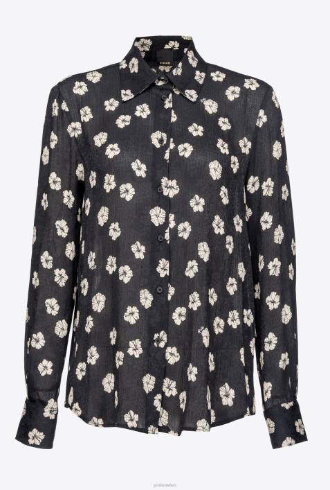 Hemden | Pinko schwarz/ecru grafisches BlumenhemdZ4ZP229
