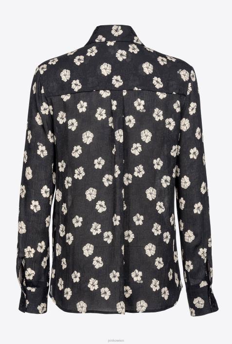 Hemden | Pinko schwarz/ecru grafisches BlumenhemdZ4ZP229