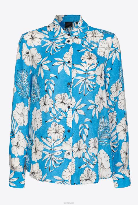 Hemden | Pinko türkis/butter/schwarz grafisches BlumenhemdZ4ZP228