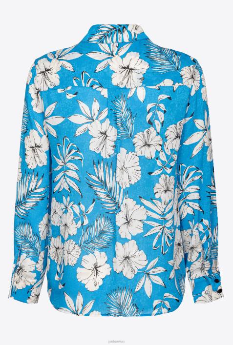 Hemden | Pinko türkis/butter/schwarz grafisches BlumenhemdZ4ZP228