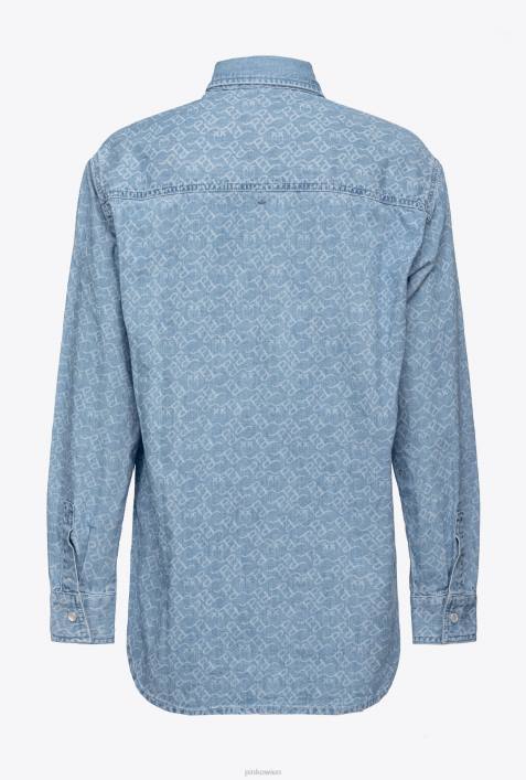 Hemden | Pinko weiß/hellblau Übergroßes, lasergeschnittenes JeanshemdZ4ZP277