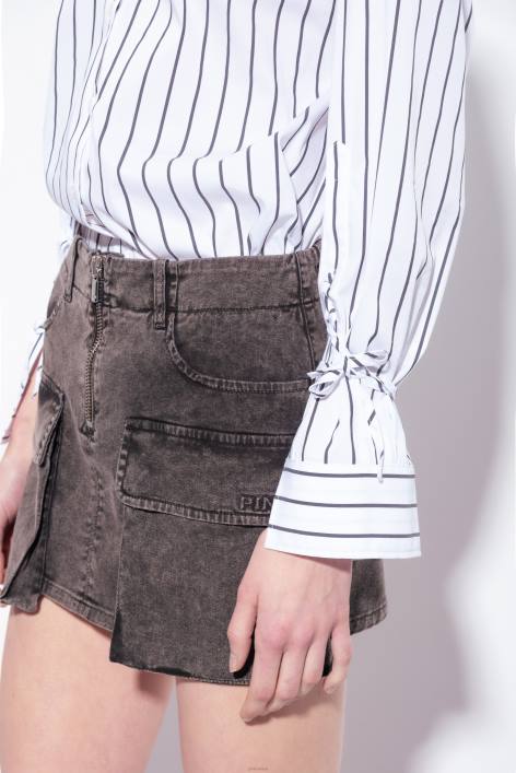 Hemden | Pinko weiß schwarz Gestreiftes Hemd aus Stretch-PopelineZ4ZP230