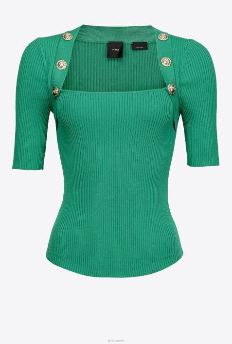 Pullover | Pinko Amazonas Rippstrickoberteil mit goldenen KnöpfenZ4ZP491