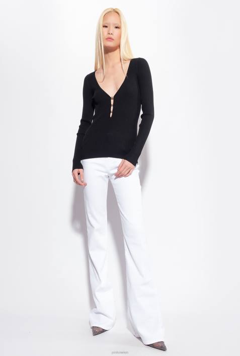 Pullover | Pinko Limousine schwarz Langarm-Top aus RippstrickZ4ZP490