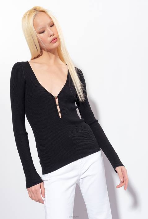 Pullover | Pinko Limousine schwarz Langarm-Top aus RippstrickZ4ZP490