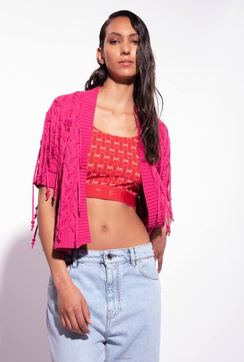 Pullover | Pinko himbeerrot Offener Cardigan mit PerlendetailsZ4ZP415