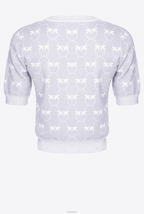 Pullover | Pinko lila/weiß Kurzer Pullover mit Lurex-MonogrammZ4ZP451