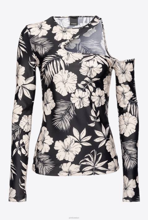 Pullover | Pinko schwarz/butter Langarmshirt mit grafischem BlumenmotivZ4ZP354