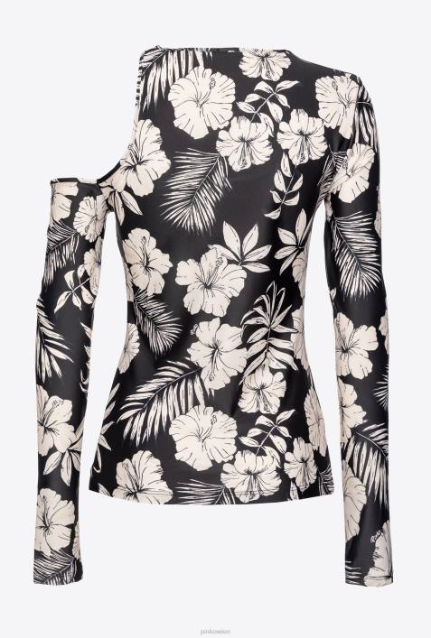 Pullover | Pinko schwarz/butter Langarmshirt mit grafischem BlumenmotivZ4ZP354
