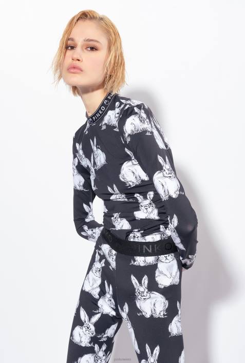 Pullover | Pinko schwarz/grau/weiß Langärmliges Kaninchen-TopZ4ZP471