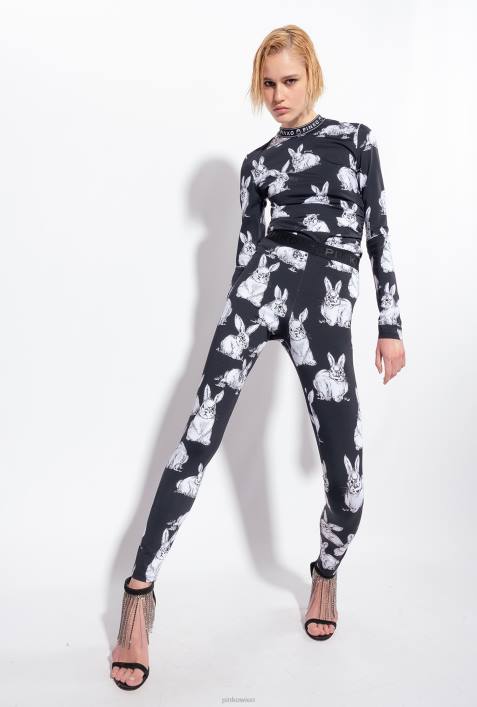 Pullover | Pinko schwarz/grau/weiß Langärmliges Kaninchen-TopZ4ZP471