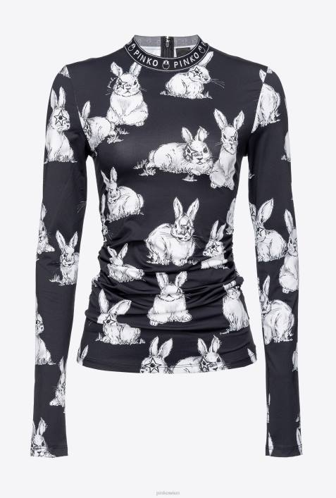 Pullover | Pinko schwarz/grau/weiß Langärmliges Kaninchen-TopZ4ZP471