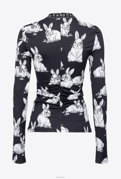 Pullover | Pinko schwarz/grau/weiß Langärmliges Kaninchen-TopZ4ZP471
