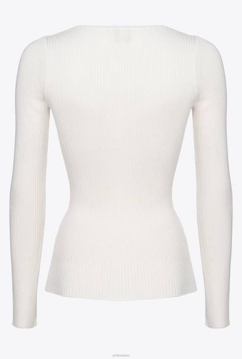 Pullover | Pinko seidenweiß Langarm-Top aus RippstrickZ4ZP488