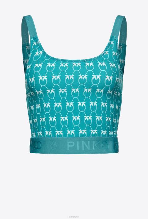 Nach oben | Pinko Aquamarin/Grün MonogrammoberteilZ4ZP368