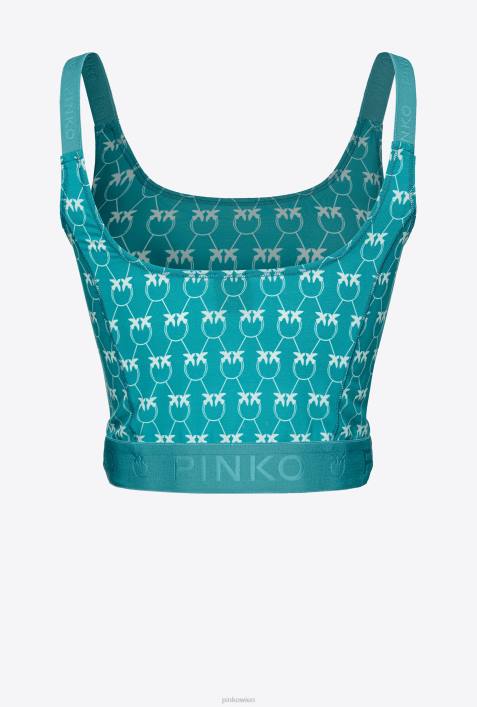 Nach oben | Pinko Aquamarin/Grün MonogrammoberteilZ4ZP368