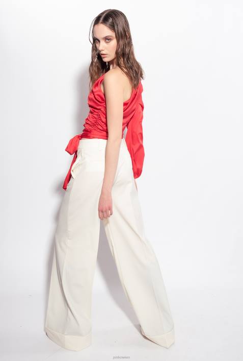Nach oben | Pinko Chili rot One-Shoulder-Oberteil aus SatinZ4ZP246
