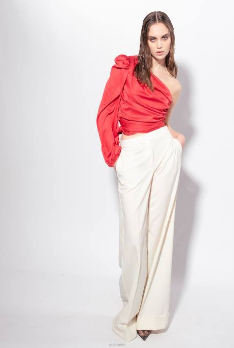 Nach oben | Pinko Chili rot One-Shoulder-Oberteil aus SatinZ4ZP246