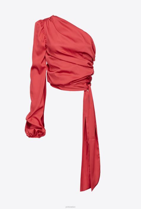 Nach oben | Pinko Chili rot One-Shoulder-Oberteil aus SatinZ4ZP246