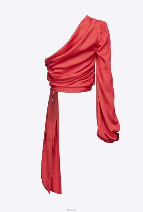 Nach oben | Pinko Chili rot One-Shoulder-Oberteil aus SatinZ4ZP246