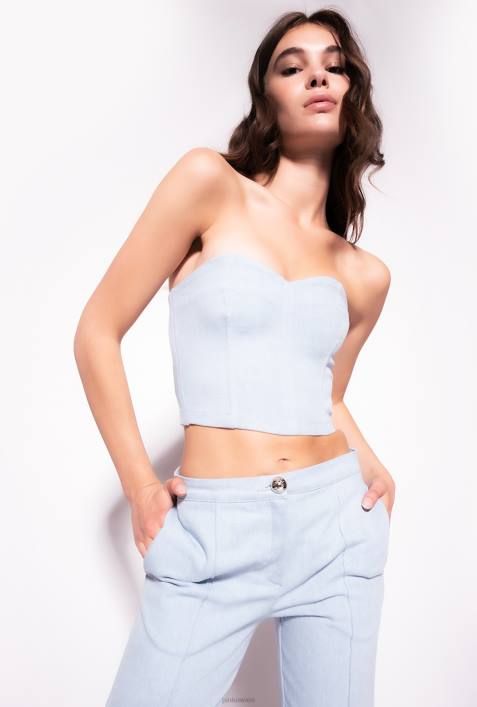 Nach oben | Pinko Daunenbleichwäsche Bequemes Bustier-Oberteil aus DenimZ4ZP372