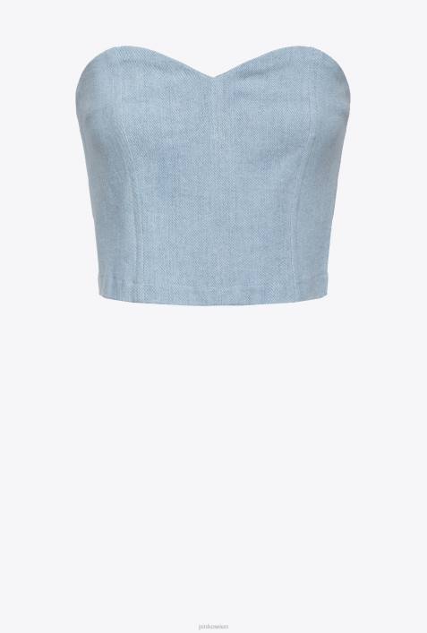 Nach oben | Pinko Daunenbleichwäsche Bequemes Bustier-Oberteil aus DenimZ4ZP372