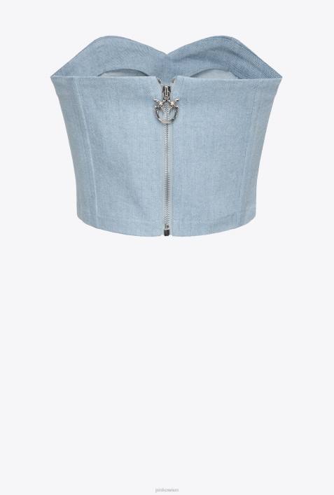 Nach oben | Pinko Daunenbleichwäsche Bequemes Bustier-Oberteil aus DenimZ4ZP372