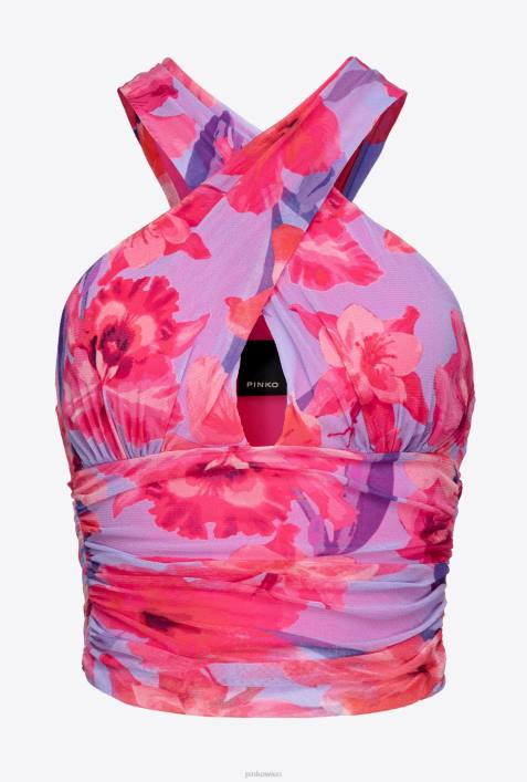 Nach oben | Pinko Flieder/Hellrosa/Fuchsia Wickeloberteil mit tropischem BlumendruckZ4ZP414