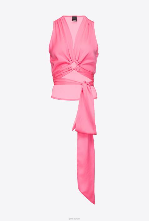 Nach oben | Pinko Fuchsia - Post-it Fließendes Oberteil mit SchärpengürtelZ4ZP338