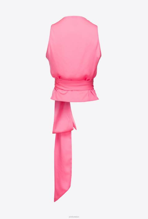 Nach oben | Pinko Fuchsia - Post-it Fließendes Oberteil mit SchärpengürtelZ4ZP338