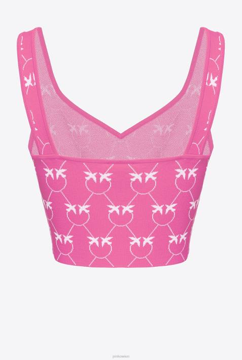 Nach oben | Pinko Fuchsia/Rosa Crop-Top mit Monogramm-JacquardmusterZ4ZP422